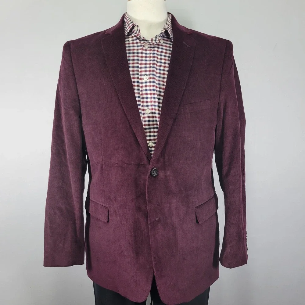 U.S POLO ASSN Men's Sport Coat Blazer‎ Two Button Burgundy Corudory 44R